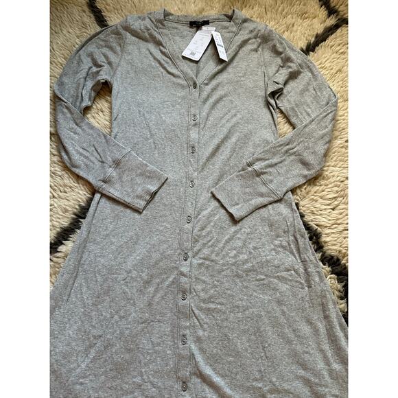 J. Crew gray ribbed button front midi dress womens Sz large new  Long sleeve - Picture 16 of 16